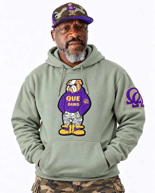 Que Dawg Hoodie and Camo Trucker Combo