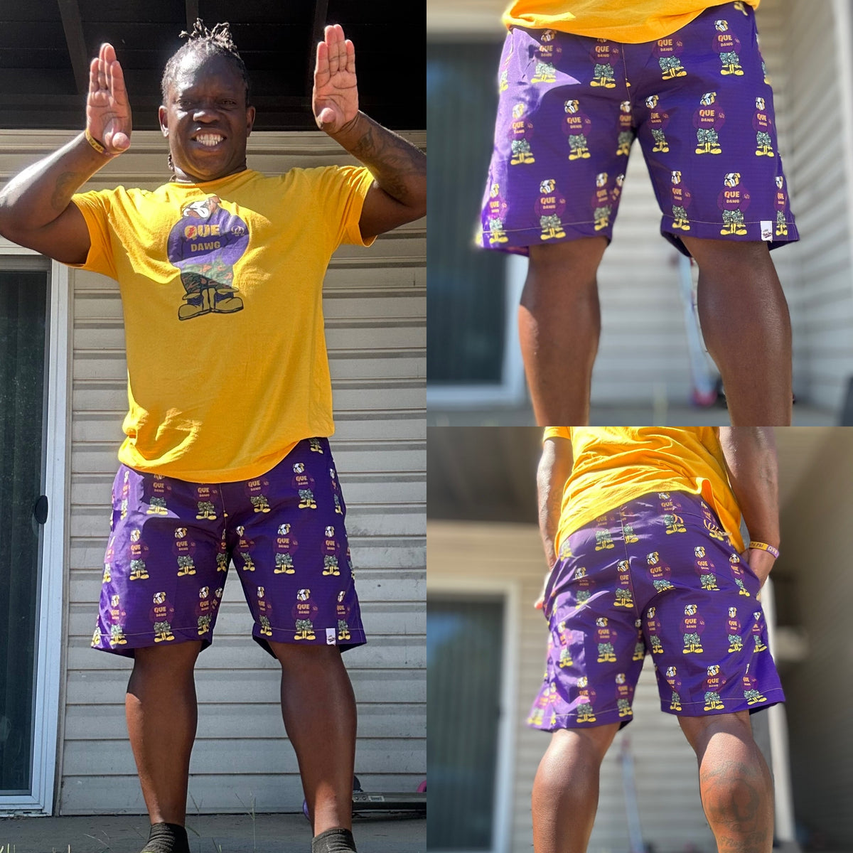 The Que Dawg All over print multi-use shorts