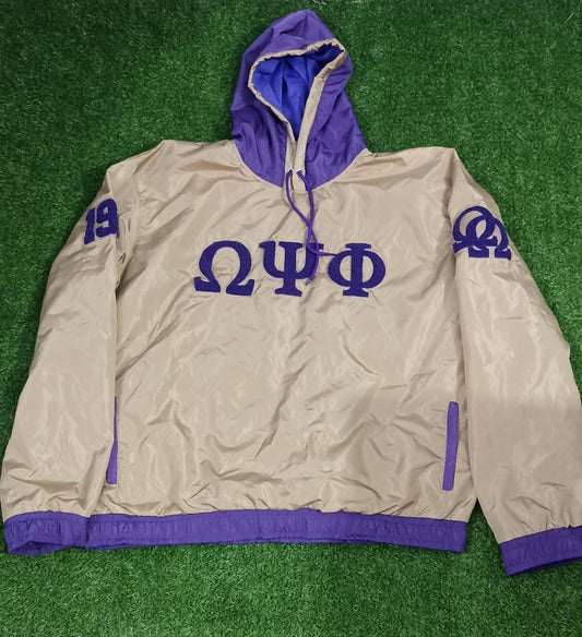 Omega Psi Phi chenille logo pullover hoodie windbreaker