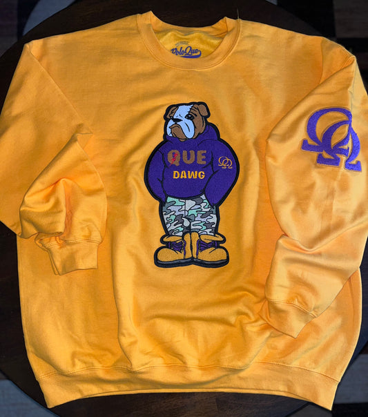 Chenille logo Que Dawg Crewneck Sweatshirt