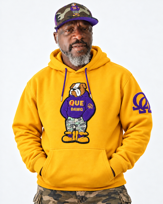 Que Dawg Hoodie and Camo Trucker Combo
