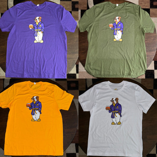 Screen printed Lounge Robe Bruh tee