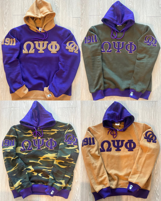 Big Bruhz collection Omega Psi Phi chenille logo multi-color Hoodie