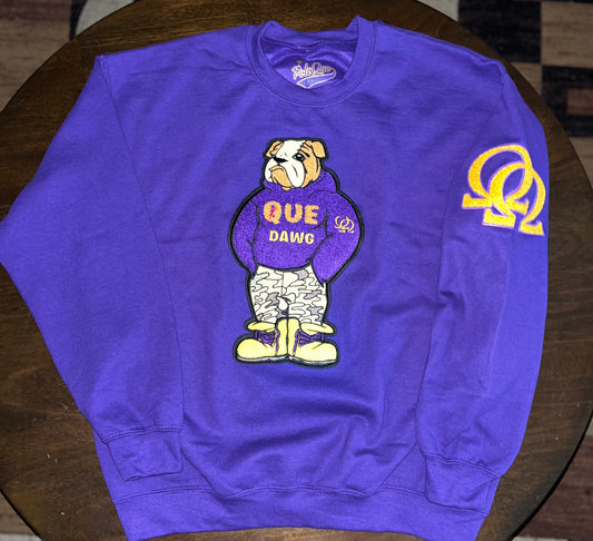 Chenille logo Que Dawg Crewneck Sweatshirt