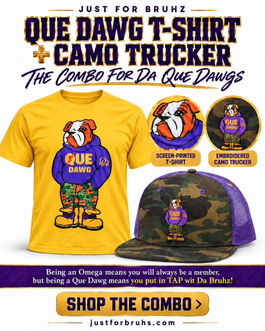 Que Dawg T-Shirt and Camo Trucker Combo