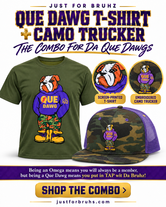 Que Dawg T-Shirt and Camo Trucker Combo